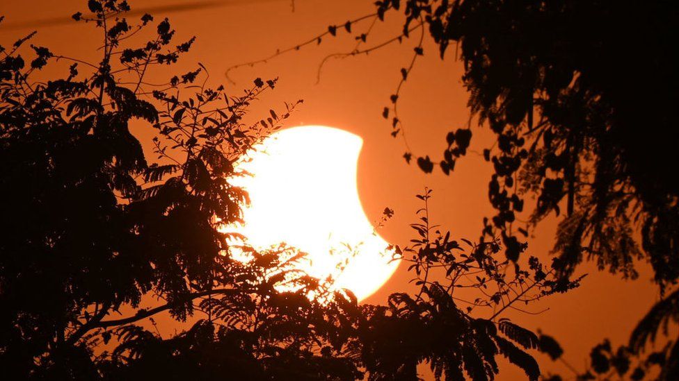 a partial solar eclipse visible from Hyderabad, India
