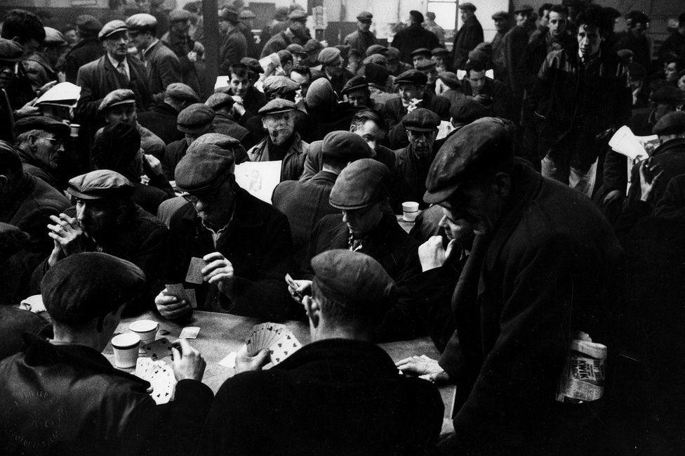 Unemployed, Waiting for Work, Canteen Liverpool Docks, 1963
