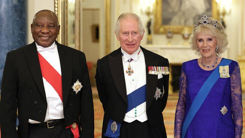 Президент Южной Африки Сирил Рамафоса, король Чарльз и Камилла, королева-консорт