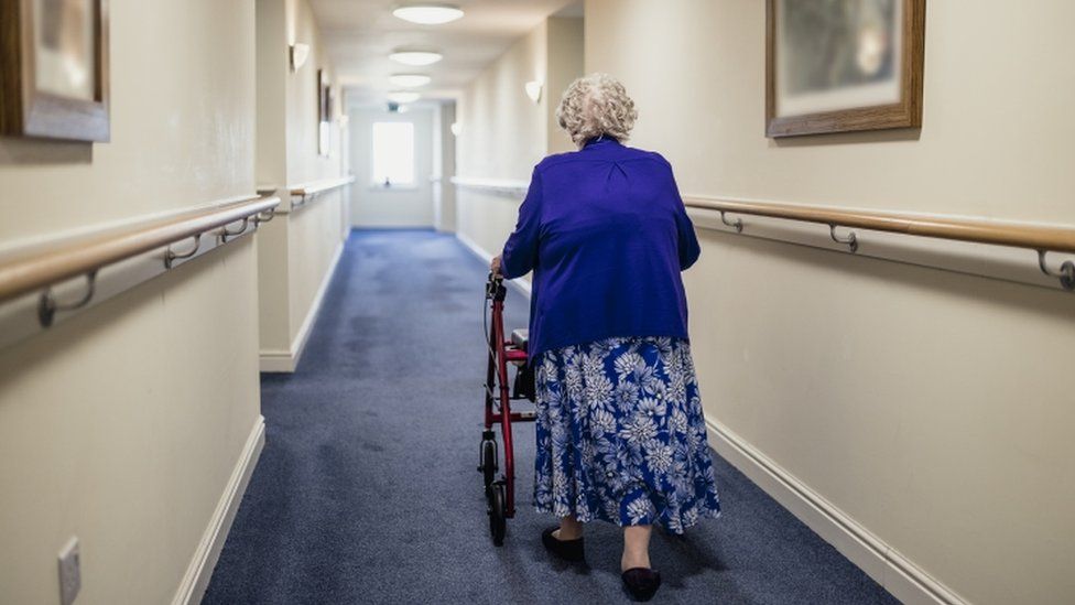 Elderly woman in care home