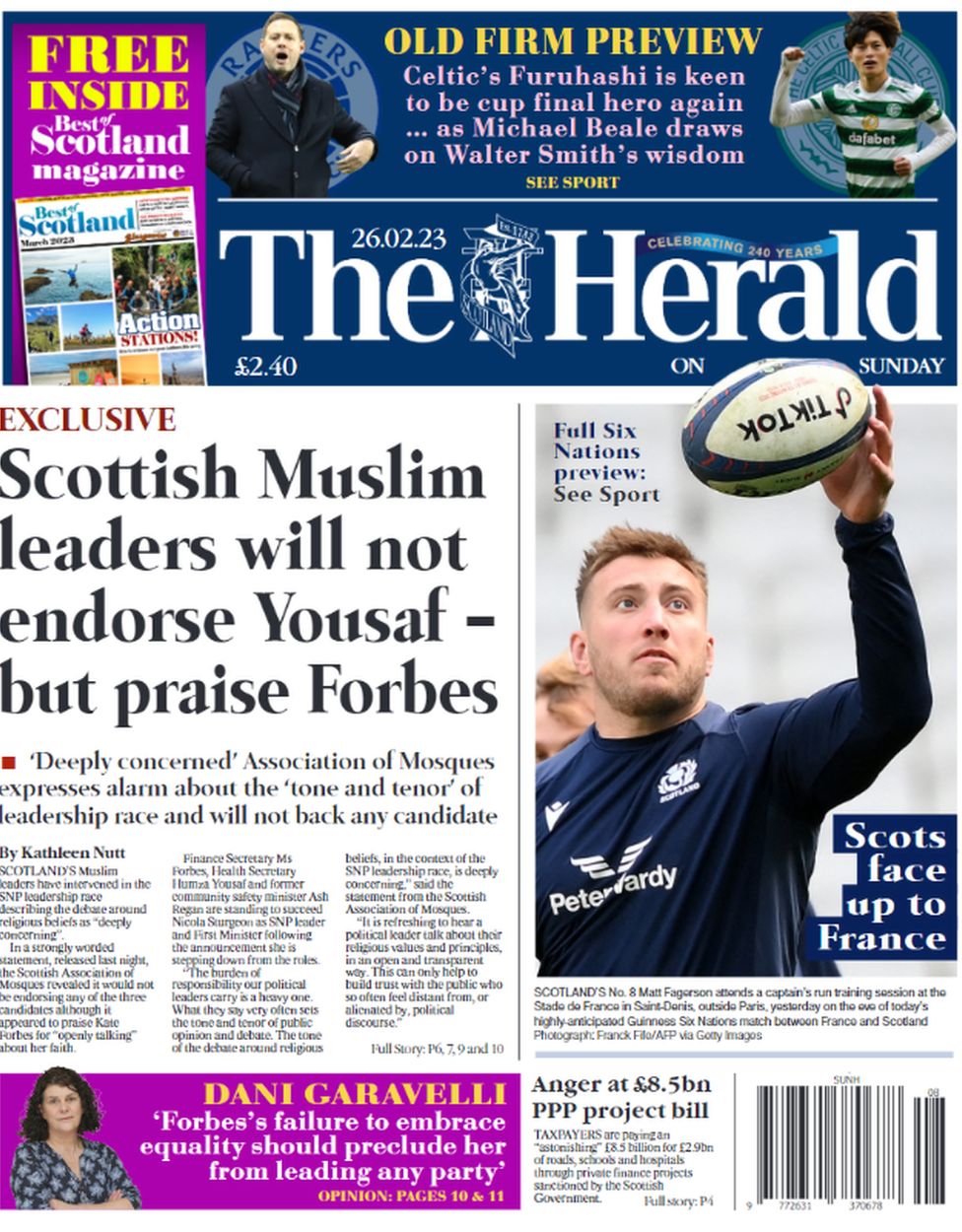 Scotland's papers: Forbes' vow to scrap bottle scheme and tug tragedy ...