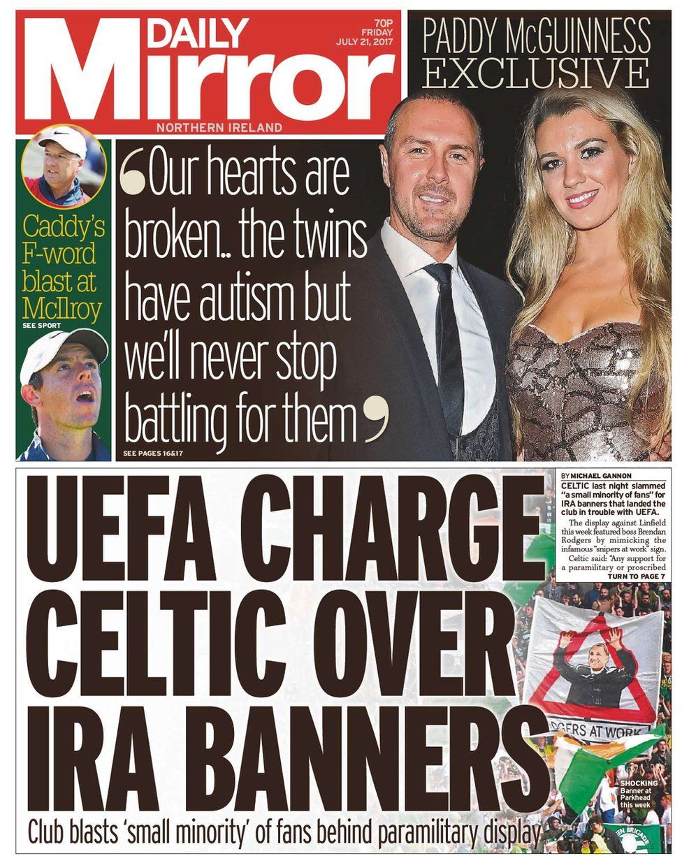 Front page of the Daily Mirror on Friday