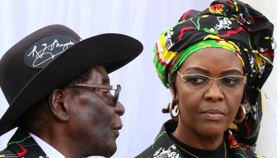 Grace Mugabe with her husband Robert attend a rally of his ruling ZANU (PF) in Chinhoyi, Zimbabwe 29/07/2017