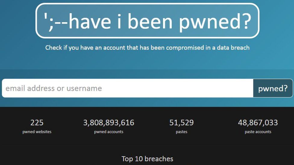 Screengrab of Have I been Pwned website