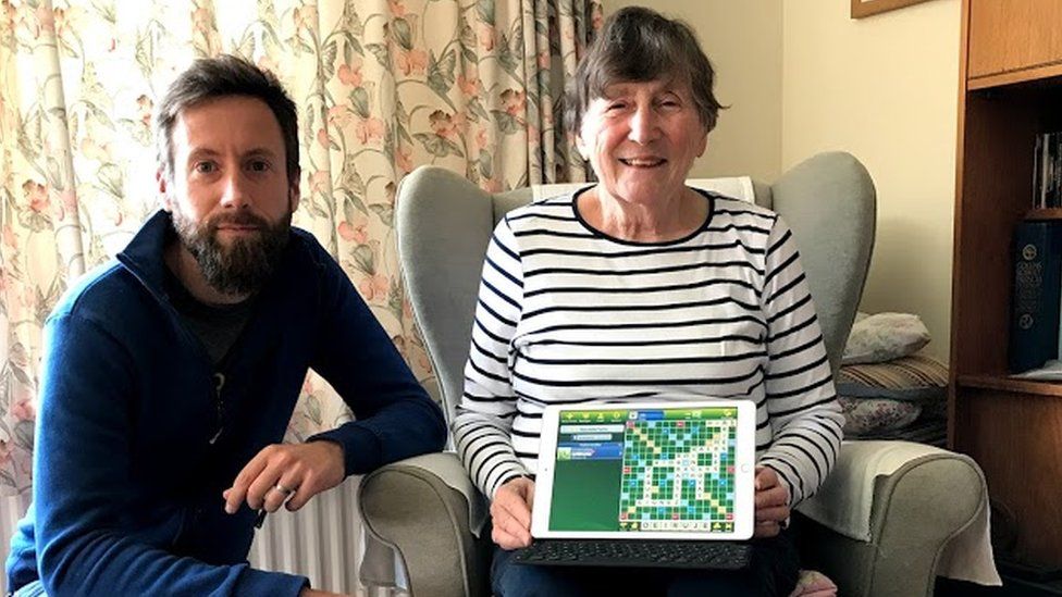 Ian Pym with his mum Christiane, who has played over 21,000 games of Scrabble on the EA app