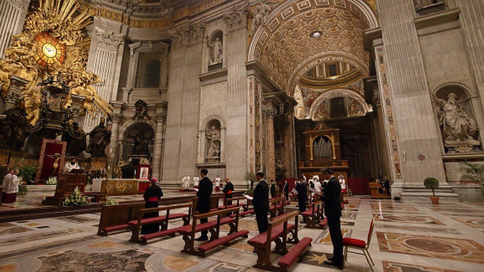 Pope Francis attends the Easter vigil Mass