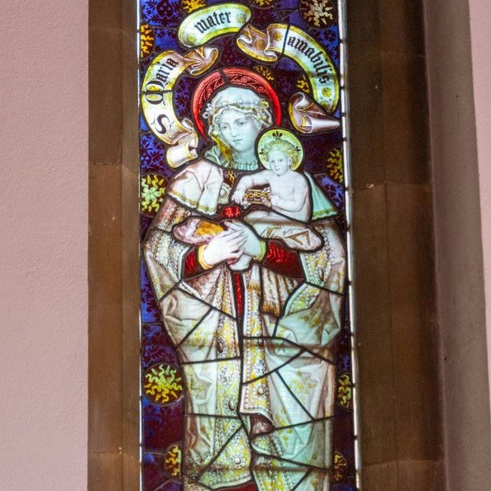Stained glass window at St John the Baptist Church
