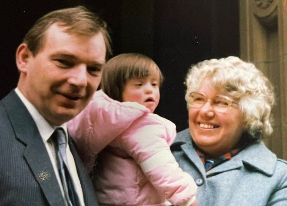 Robert and Margaret Isdale with their late daughter Kim on the day she was adopted