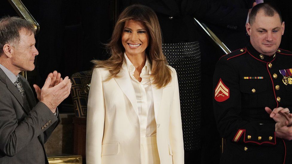 US First Lady Melania Trump arrives before US President Donald J. Trump