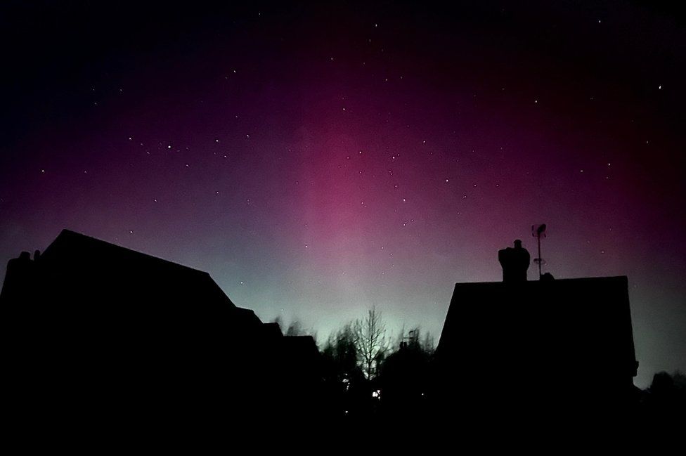 The aurora borealis seen from Farnsfield, Nottinghamshire