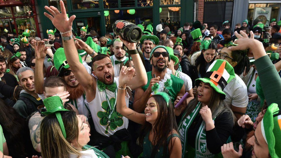 Revellers packed the streets of central Dublin on St Patrick' Day 2022