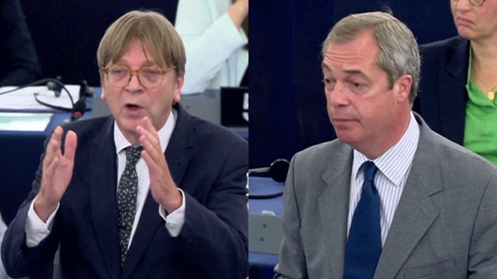 Guy Verhofstadt (left) and Nigel Farage (right)