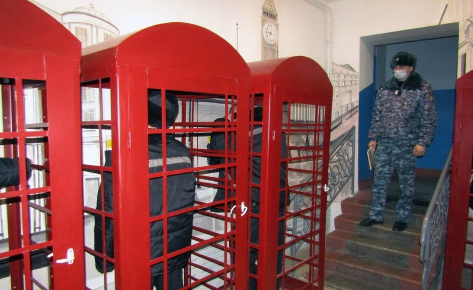 Russian prison's British phone boxes