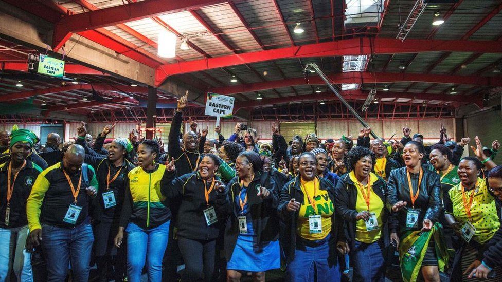 ANC delegates dancing ahead of the Fifth Annual Policy Conference in Johannesburg in June 2017