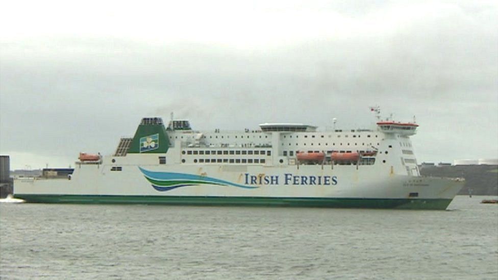 Irish Ferries Isle of Inishmore sets sail from Pembroke Dock, Pembrokeshire