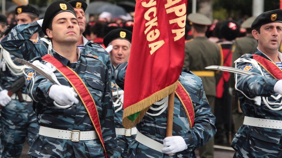 Abkhaz forces on parade, Sep 2013 file pic