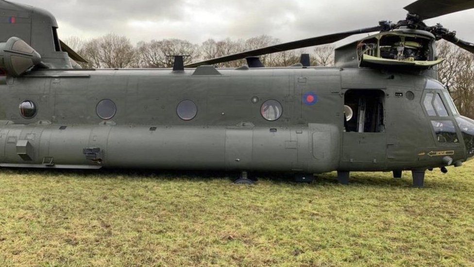 The chinook has been stuck in the field near Wantage for three days
