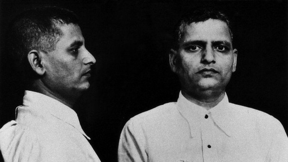 Mug shot of the Indian political activist Nathuram Vinayak Godse, the killer of Gandhi sentenced to hanging. India, 12th May