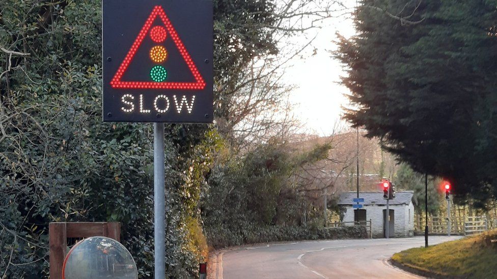 Sign warning of crossing ahead
