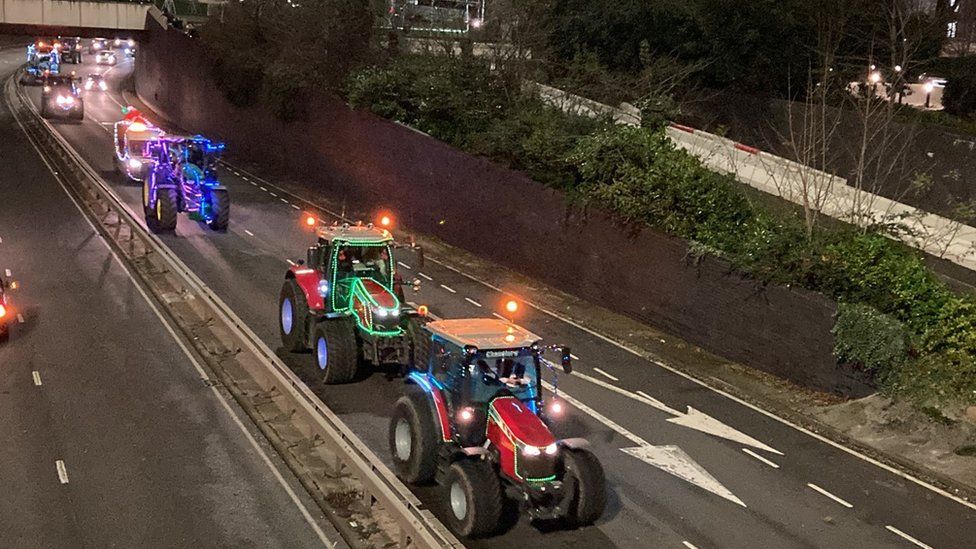 Tractors on Coventry ring road