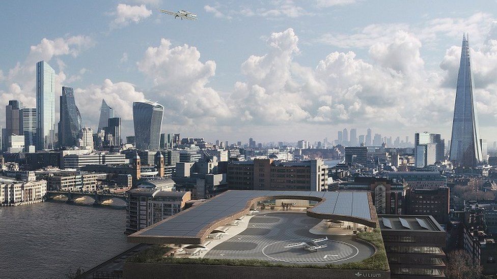 Artists impression of a Lilium landing site in London