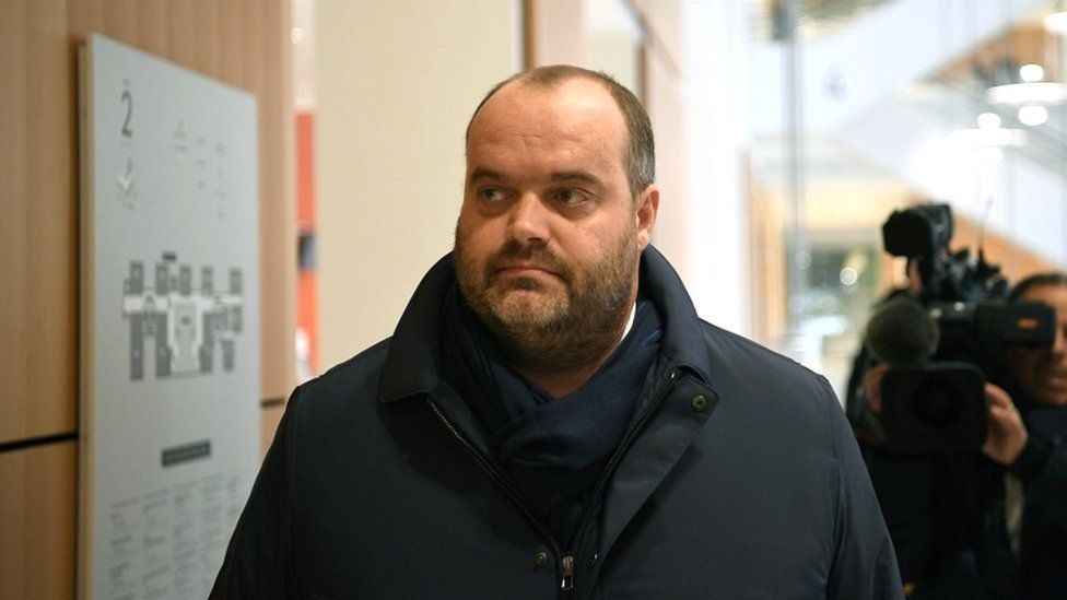French meat supplier Spanghero's managing director Jacques Poujol arrives in a Paris court on 21 January 2019