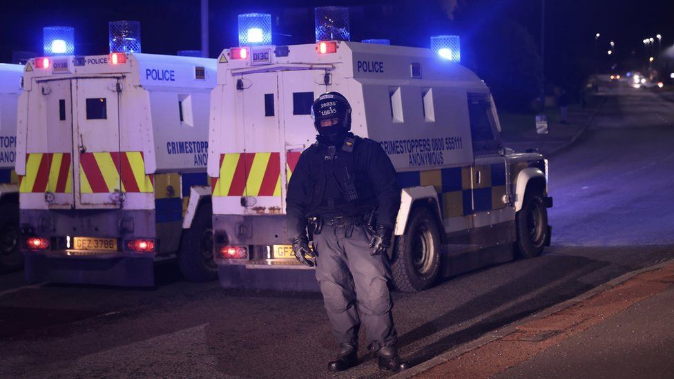 There was a police presence in Larne on Tuesday night