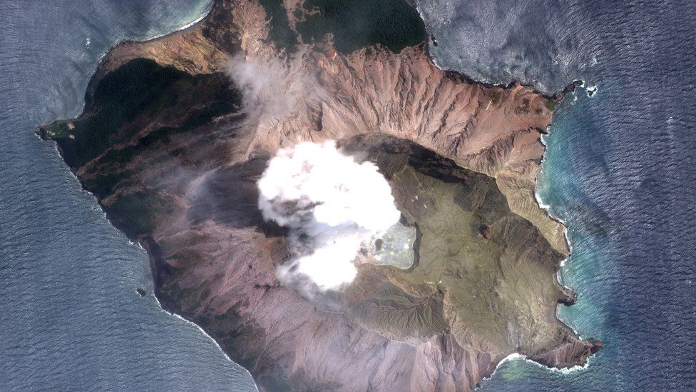 Satellite photo of volcano, 11 Dec published by DigitalGlobe, a Maxar company