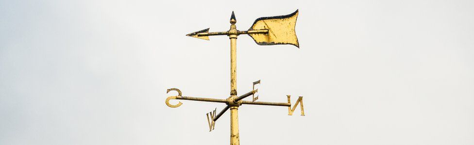 A weathercock, or weathervane, pictured in London