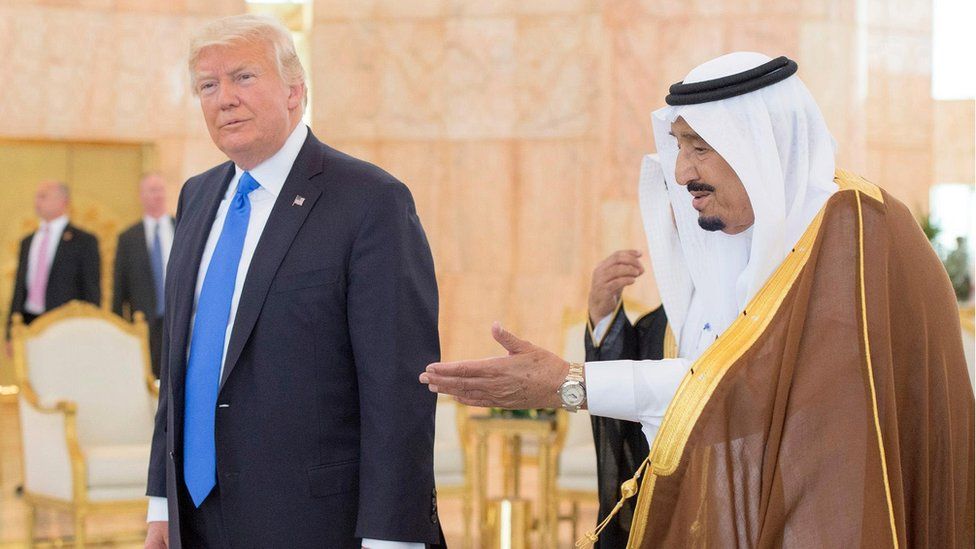 A handout photo made available by the Saudi Press Agency shows US President Donald J. Trump (L) with Saudi Arabia"s King Salman bin Abdulaziz Al Saud (R) - 20 May 2017