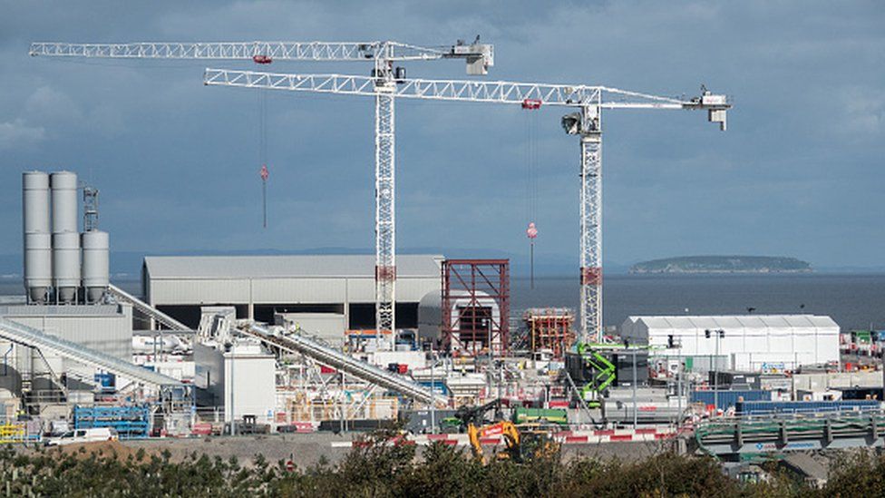 Construction continues at pace at the construction site of the Hinkley Point C nuclear power station