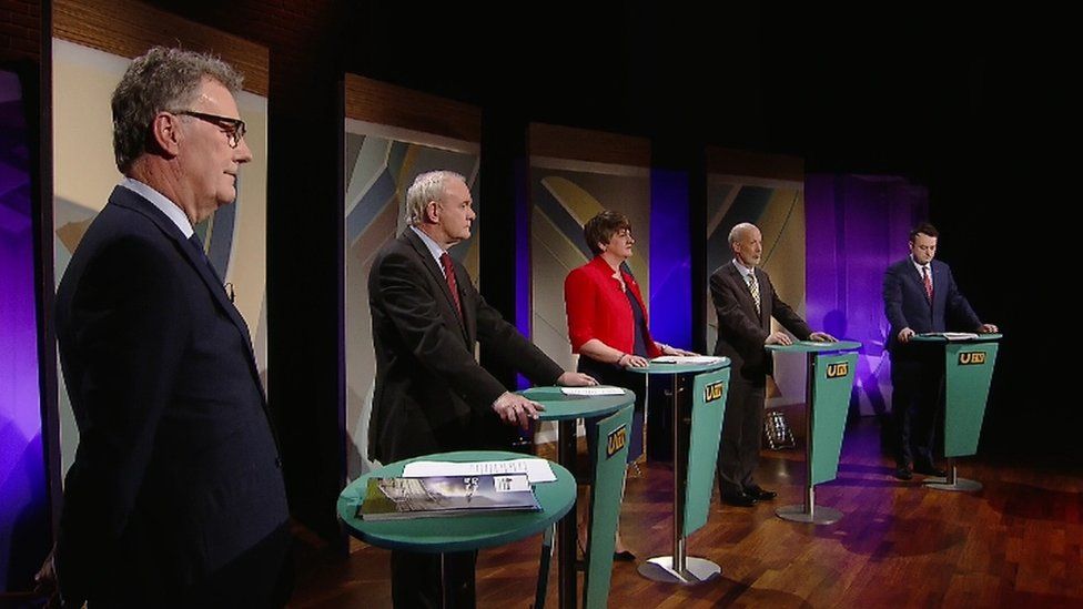 The leaders of the five main parties taking part in the UTV Election Debate