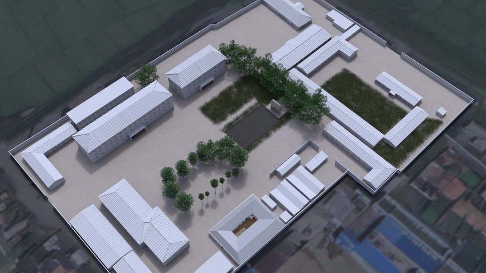 3D rendering of prison complex in North Korea