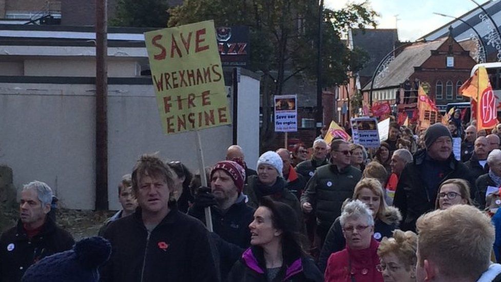 Campaigners protest fire cut plans in Wrexham