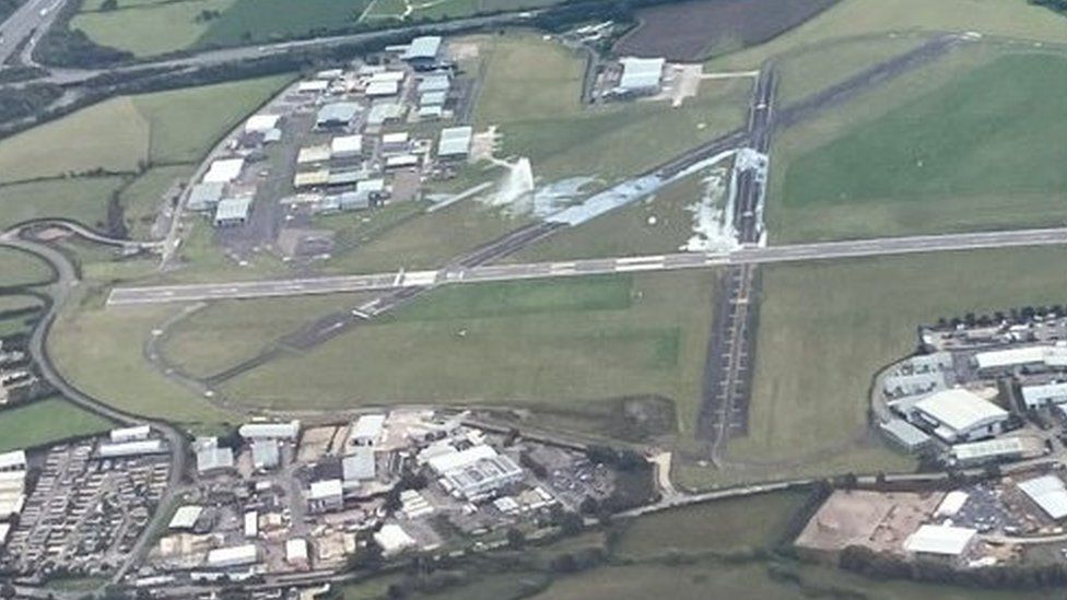 The airfield from the air, showing the extent of the damage