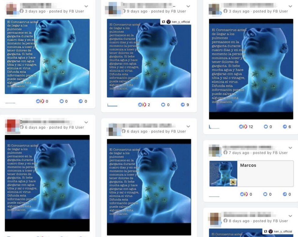 Facebook posts spreading false information about coronavirus