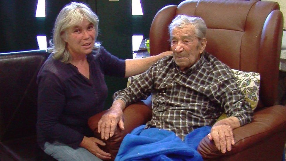 Francisco Marcolino, 101, with his new wife and former maid Rita Monteiro, 52