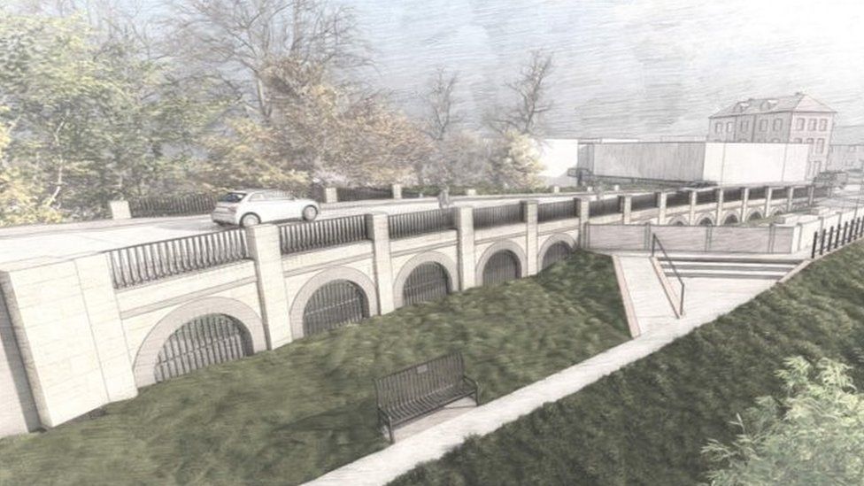 An artist's impression of the new flood defences for Beale's Corner