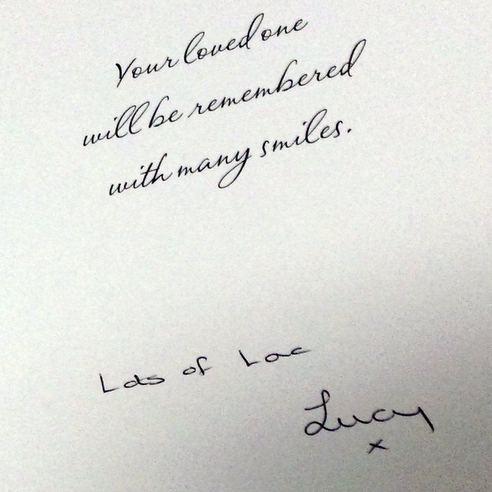 Card sent by Lucy Letby to dead baby's family