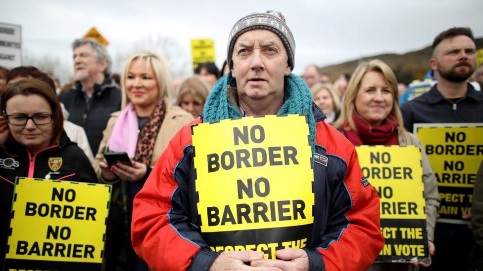Protesters at the Irish border near Killeen