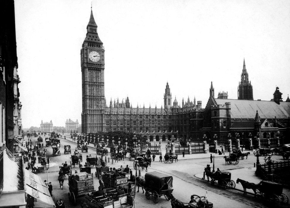 The Houses of Parliament and Big Ben seen from Parliament Square