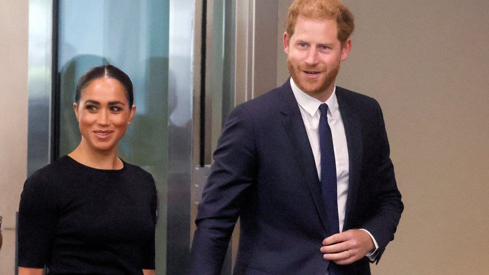 Harry and Meghan arriving at UN