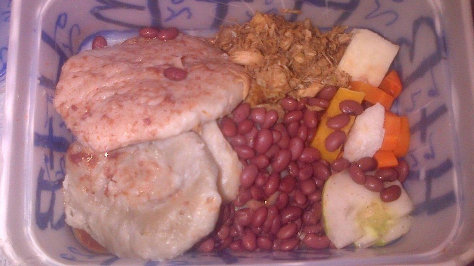 Food served inside a prison in Antigua