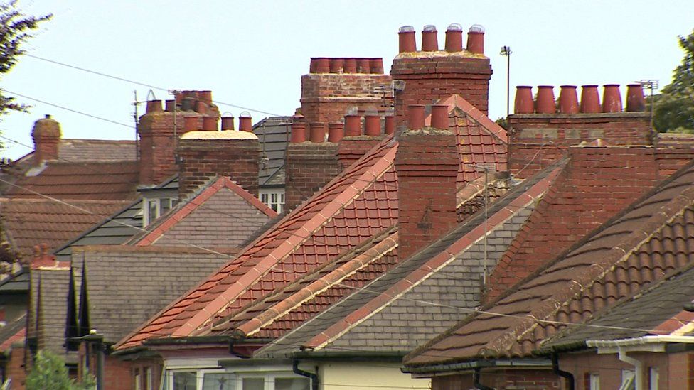 A row of house roofs