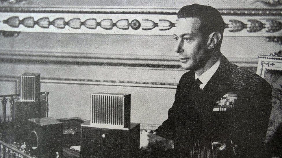 King George VI sending a message of hope and reassurance to the British people in 1944