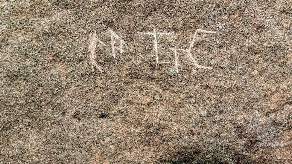 graffiti on Machrie Moor standing stone