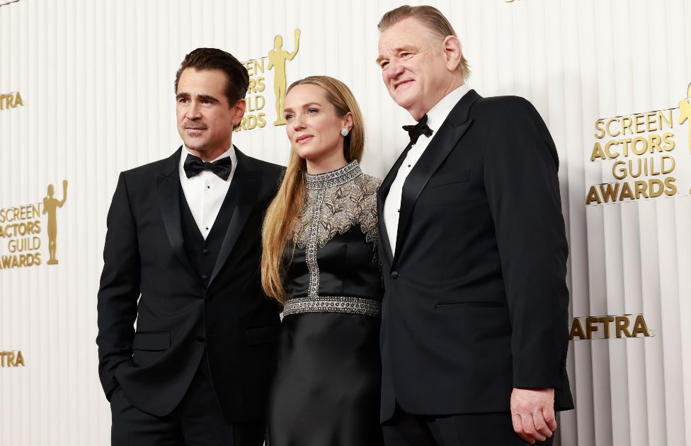 Colin Farrell, Kerry Condon, and Brendan Gleeson attend the 29th Annual Screen Actors Guild Awards at Fairmont Century Plaza on February 26, 2023 in Los Angeles, California.