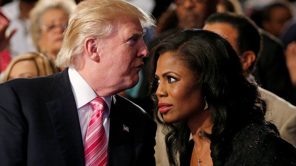 Republican presidential nominee Donald Trump and Omarosa Manigault attend a church service, in Detroit, Michigan, US, September 3 2016