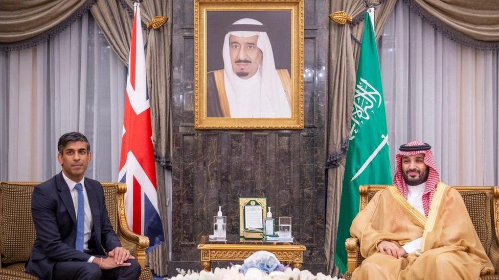 British Prime Minister Rishi Sunak meets Saudi Crown Prince, Mohammed bin Salman
