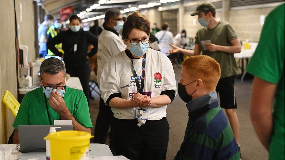 The vaccination centre at Twickenham